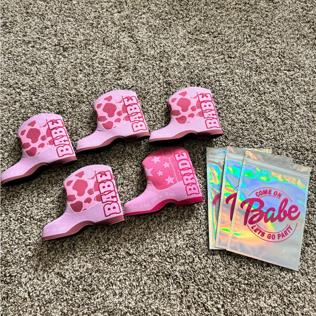 Pink BootShaped Drink Holders Bachelorette Items